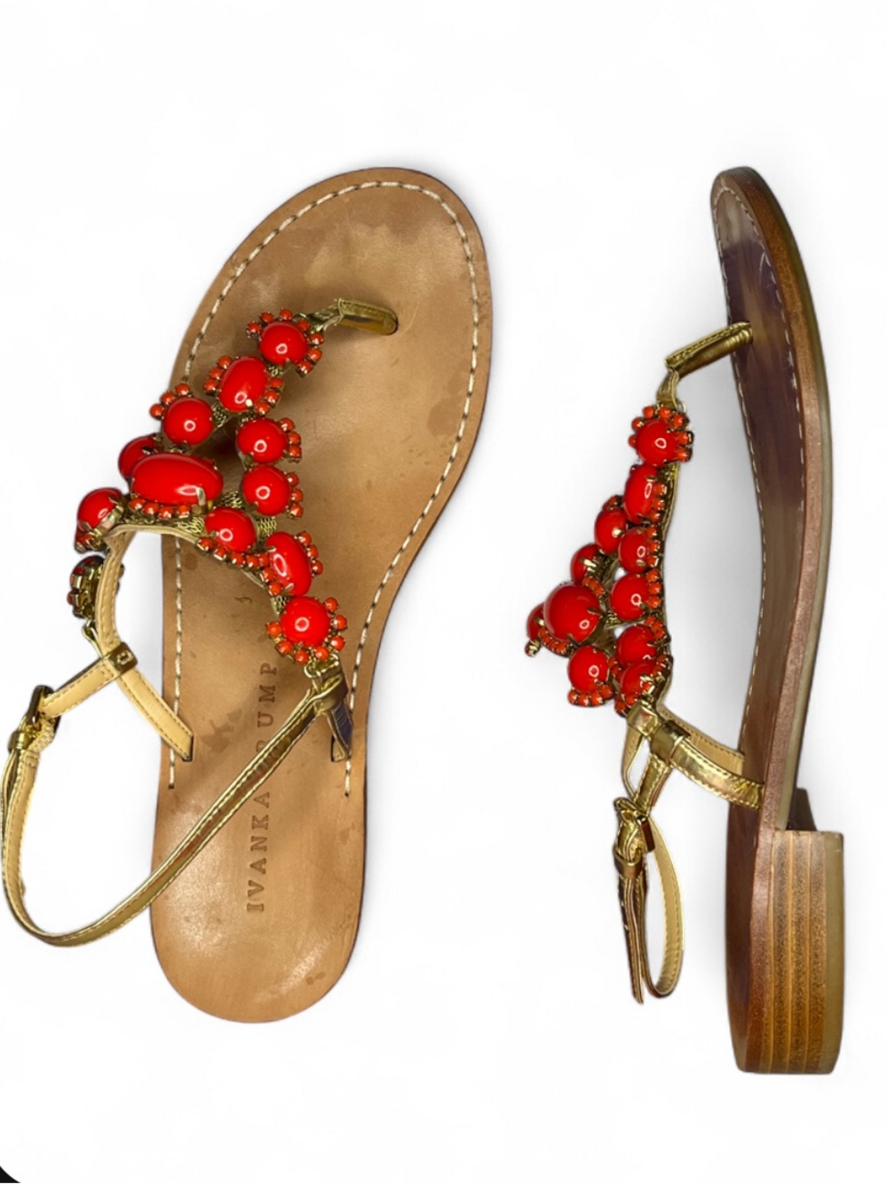Ivanka Trump Coral Jewel Flat Thong Sandals Women’s Size 8 Summer Sandals - Picture 3 of 9